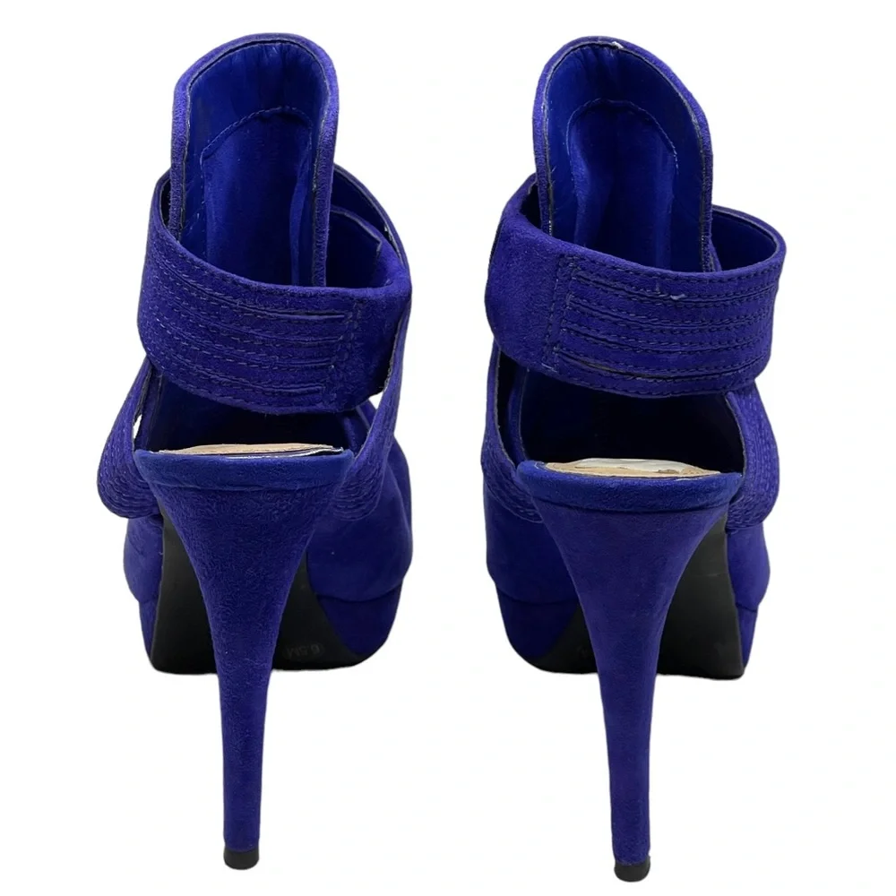new Gianni Bini ♥︎ Suede Ankle Wrap Platform Slingback Stilettos Heels ♥︎ Cobalt - Picture 4 of 16